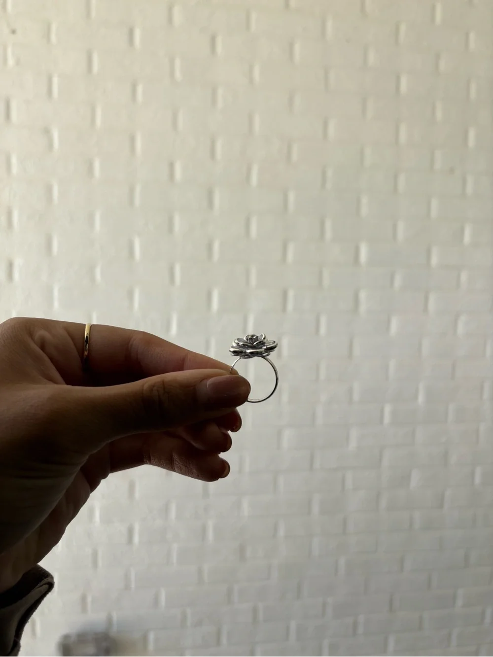 Silver Flower Cluster Ring with Clear Crystals
